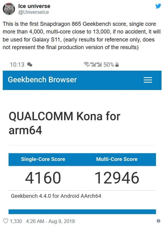 Feed de Twitter en el que se muestran los resultados del benchmark