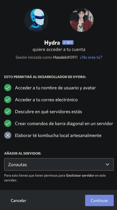 Invitar un bot a un servidor de Discord