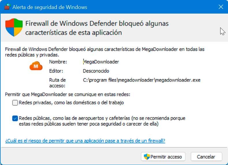MegaDownloader permite el acceso a través del Firewall