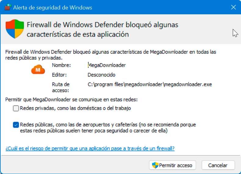 MegaDownloader permite el acceso a través del Firewall