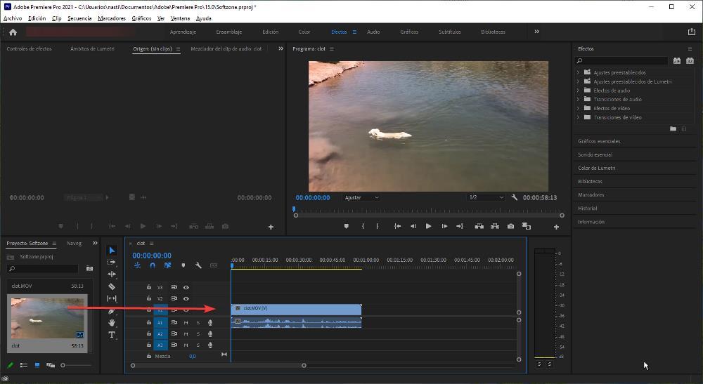 invertir el vídeo de adobe premiere